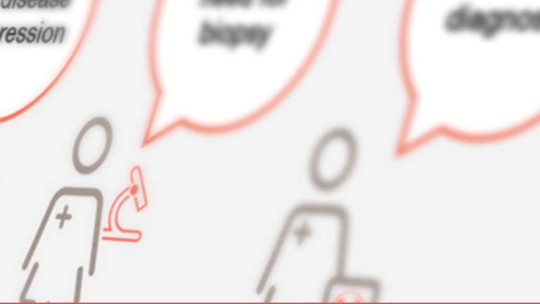 Pictogramă cu medic care discută, reprezentând abordarea multidisciplinară.